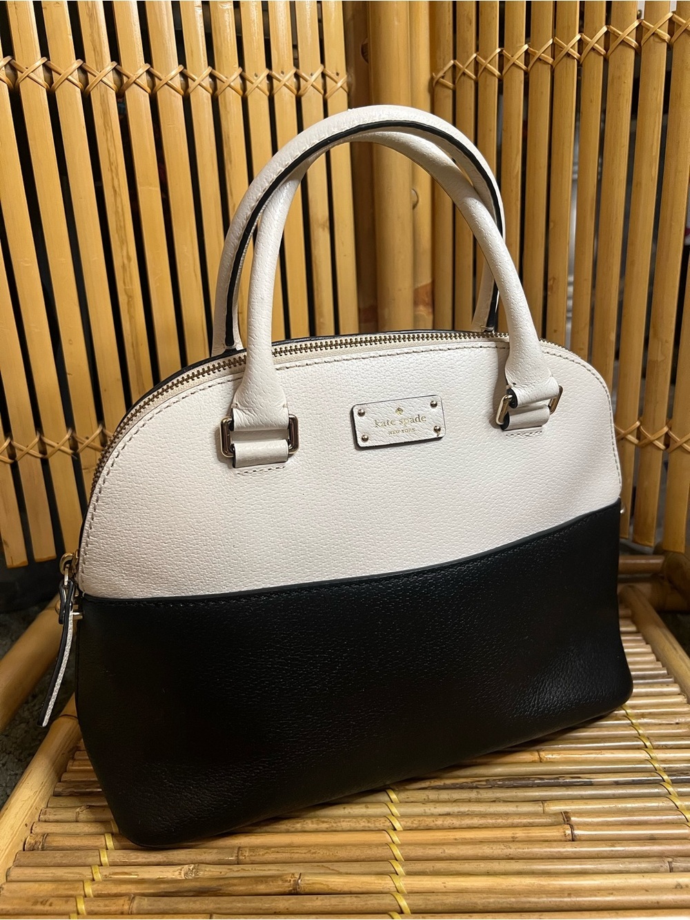 kate spade Black and Cream Two-Tone Dome Satchel